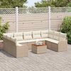 vidaXL Tuinbankenset met kussen 10 pcs Beige poly rattan