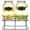vidaXL Drankdispensers 2 st met standaard 2 x 4 L glas