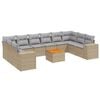 vidaXL 11-delige Tuinset met kussens poly rattan beige