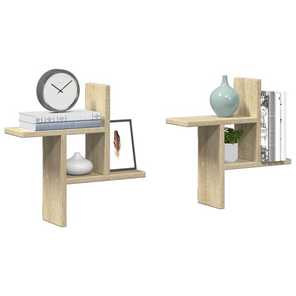 vidaXL Wandschappen 2 st 38x12x38 cm bewerkt hout sonoma eikenkleurig