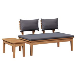 vidaXL Tuinbank en Tafel Set 2 st Grijs en Bruin Massief teakhout