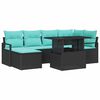 vidaXL Tuin Sofa Set 7 st Zwart en Blauw Poly riet