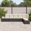 vidaXL Tuin Sofa Set met kussen 6 pcs Zwart en cr&egrave;me Poly riet