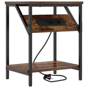 vidaXL Nachtkastje Gerookt eiken 38 x 30 x 48 cm Bewerkt hout