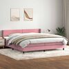 vidaXL Boxspring met matras fluweel roze 180x210 cm