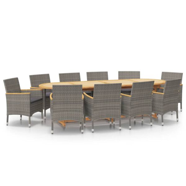 vidaXL 11-delige Tuinset met kussens grijs