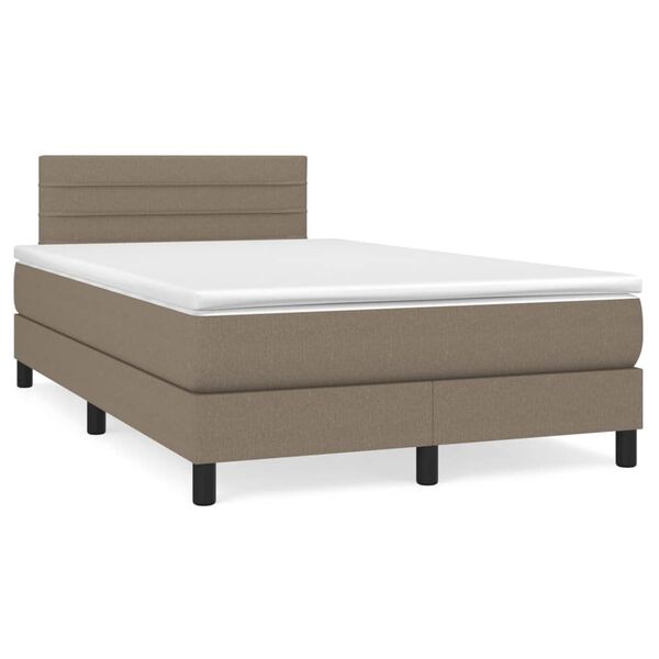 vidaXL Boxspring met matras en LED stof taupe 120x190 cm
