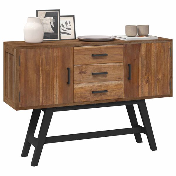 vidaXL TV-standaard met lade Naturel 110 x 30 x 75 cm Massief Teakhout