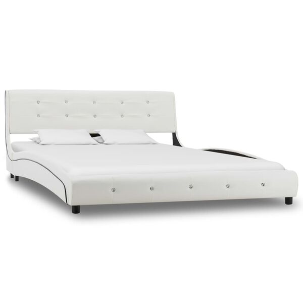 vidaXL Bed met matras kunstleer wit 140x200 cm