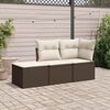 vidaXL 3-delige Loungeset met kussens poly rattan bruin
