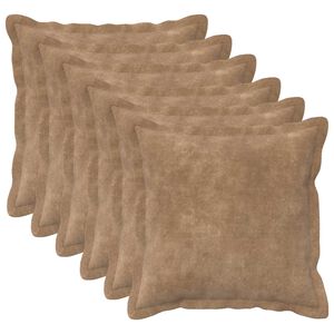 vidaXL Kussensloop 6 st HOUTEN Taupe 30 x 30 cm Microfiber Fleece
