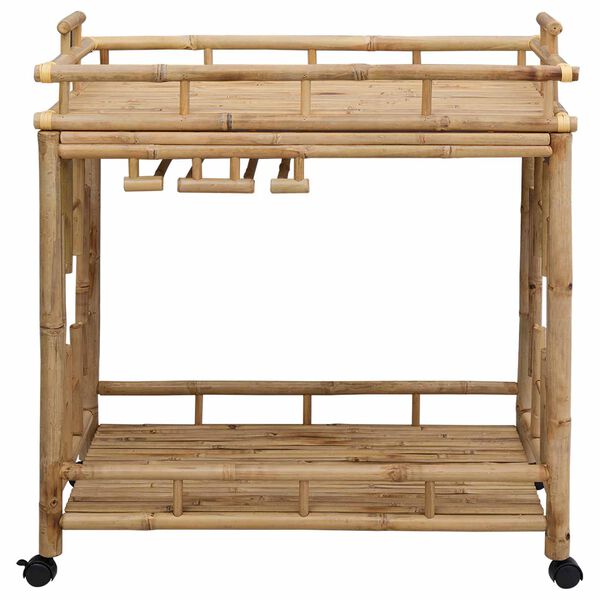vidaXL Wijn Trolley Met Wielen Naturel 85 x 50 x 93 cm Bamboe