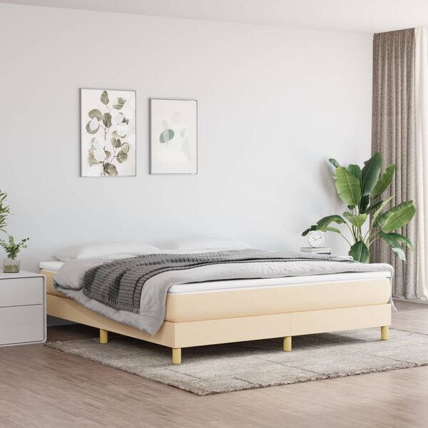 vidaXL Boxspring met matras stof cr&egrave;mekleurig 160x200 cm