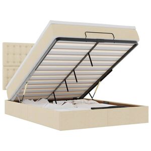 vidaXL Ottoman bed met matras 140x190cm stof cr&egrave;mekleurig