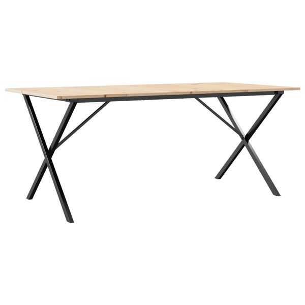 vidaXL Eettafel X-frame 180x90x75 cm massief grenenhout en staal
