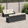 vidaXL Tuin Sofa Set 8 pcs Zwart en Cr&egrave;me Poly Riet en Staal en Glas
