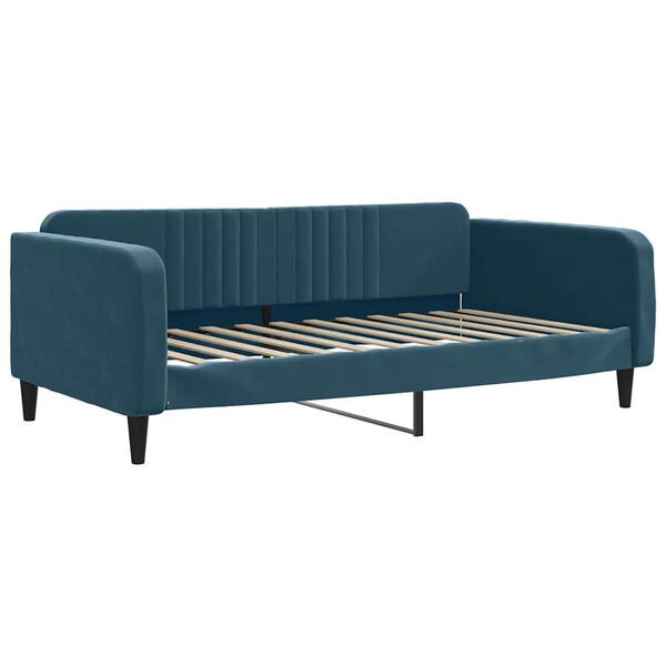 vidaXL Slaapbank met onderschuifbed en lades 100x200 cm fluweel blauw