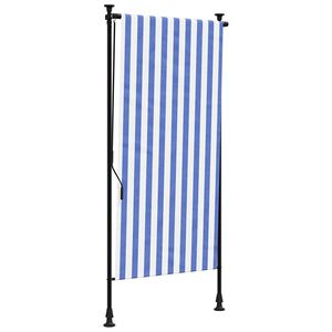 vidaXL Rolgordijn voor buiten 100x270 cm stof en staal blauw en wit