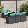 vidaXL 6-delige Loungeset met kussens poly rattan zwart