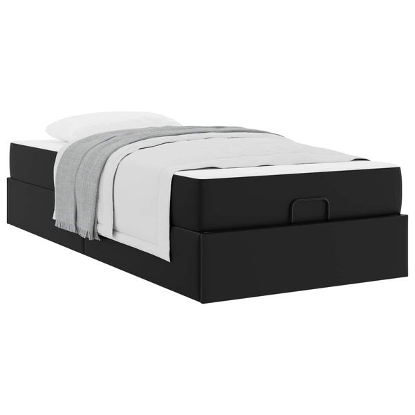 vidaXL Bedframe met matras met matras 2 pcs Zwart PVC