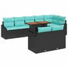 vidaXL Tuin Eetset met kussen 9 pcs Zwart en Blauwgroen