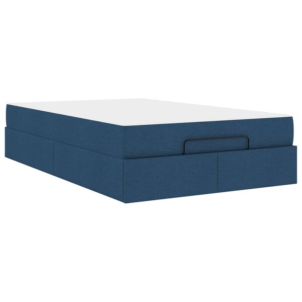 vidaXL Bedframe met matras met matras 2 pcs Blauw Stof