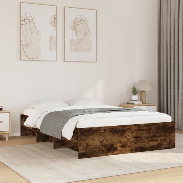vidaXL Bedframe zonder matras hout gerookt eikenkleurig 140x190 cm