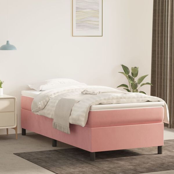vidaXL Boxspring bed fluweel roze 100x200 cm