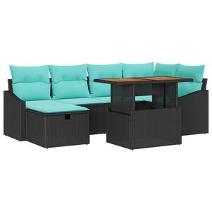 vidaXL Tuinbankenset 7 st Zwart poly rattan