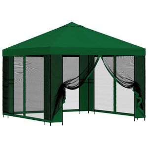 vidaXL Tuin Gazebo met Zijwanden 3 x 3 m Groen Polyester en staal