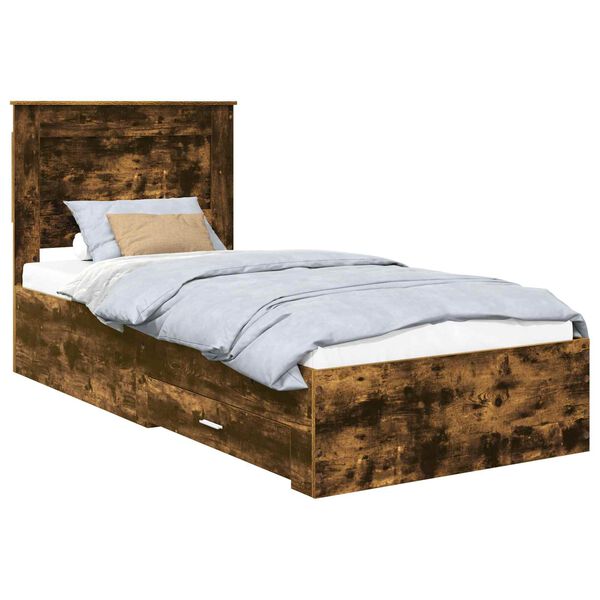 vidaXL Bedframe met lade met hoofdeinde met opslag Bewerkt hout