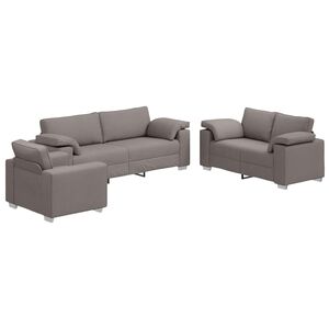 vidaXL Bank 3 pcs Taupe Linnen-mix stof