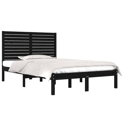 vidaXL Bedframe massief hout zwart 135x190 cm