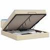 vidaXL Ottoman Bed met Matrassen en LED Cr&egrave;mekleurig 140 x 200 cm Stof