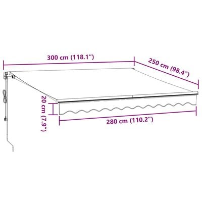 vidaXL Luifel automatisch uittrekbaar 300x250 cm antraciet en wit