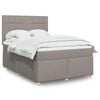 vidaXL Boxspring met matras stof taupe 160x200 cm