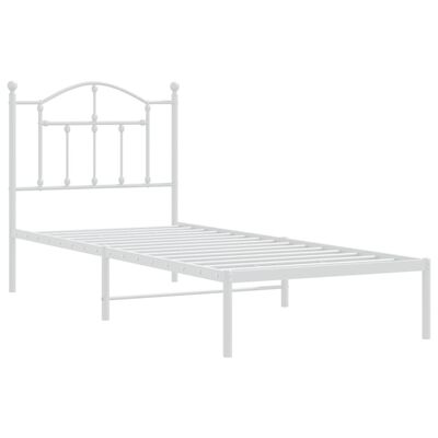 vidaXL Bedframe met hoofdbord metaal wit 90x200 cm