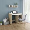 vidaXL Bureau 100x50x76 cm bewerkt hout wit en sonoma eikenkleurig
