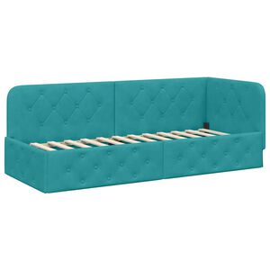 vidaXL Hoekbedframe met hoofdeinde Turquoise 80 x 200 cm Fluweel