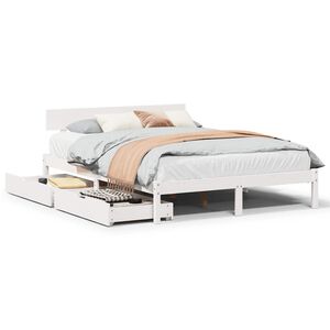 vidaXL Bedframe zonder matras massief grenenhout wit 135x190 cm