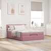 vidaXL Ottoman bed met matras en LED's 140x200cm fluweel roze