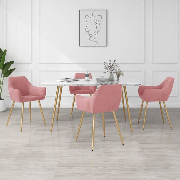 vidaXL Eetkamerstoelen 4 st fluweel roze