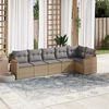 vidaXL 6-delige Loungeset met kussens poly rattan beige