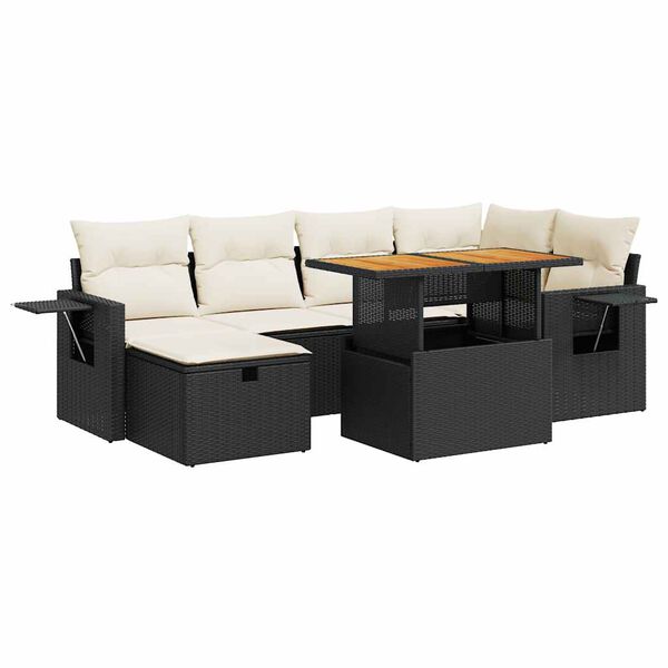 vidaXL 8-delige Loungeset met kussens poly rattan acacia zwart