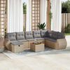 vidaXL 9-delige Loungeset met kussens poly rattan beige