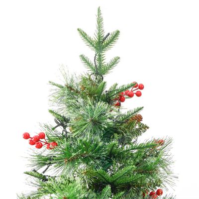 vidaXL Kerstboom met LED en dennenappels 195 cm PVC en PE groen