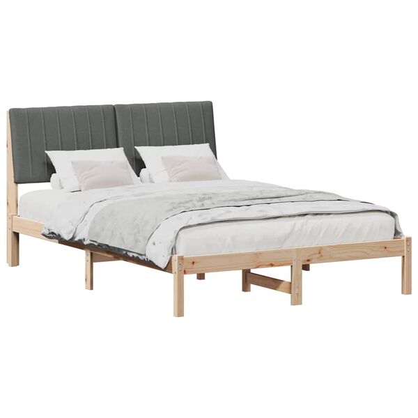 vidaXL Bedframe Donkergrijs 140 x 200 cm Massief grenenhout