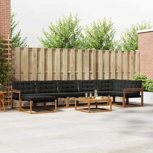 vidaXL Buiten bankenset 22 pcs Natuurlijk en Zwart Massief Acaciahout