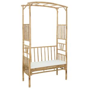 vidaXL Tuinboog met Bank Cr&egrave;mewit 115 x 50 x 205 cm Bamboe