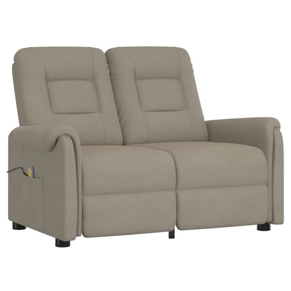 vidaXL Fauteuil 2-zits verstelbaar microvezelstof lichtgrijs